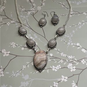 Crazy Lace Agate Rainbow Moonstone necklace and earrings